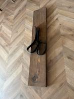Wandplank (100cm) met (imitatie) leren banden, Huis en Inrichting, Woonaccessoires | Wandplanken en Boekenplanken, Ophalen, Zo goed als nieuw