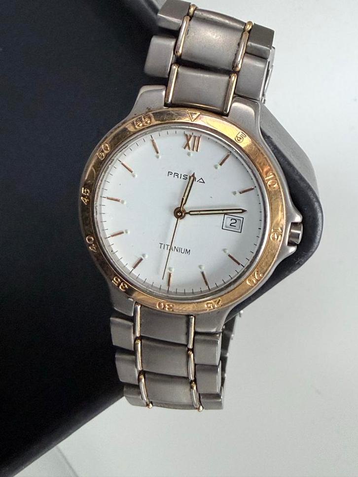 Prisma Titanium Quartz Horloge Verguld, Sieraden, Tassen en Uiterlijk, Horloges | Antiek, Polshorloge, Overige merken, Overige materialen