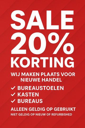 SALE bij HAL18 – 20% korting op gebruikt kantoormeubilair! beschikbaar voor biedingen