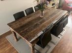 Vintage eetkamer tafel met 6 stoelen, Ophalen of Verzenden, Vintage, 6 tot 8 stoelen