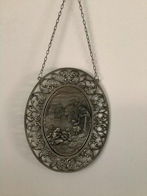 Prachtige SKS Zinn 95% plaquette muurhanger fifties, Antiek en Kunst, Curiosa en Brocante, Ophalen of Verzenden