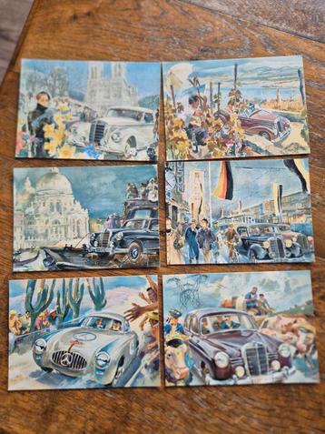 Set van 6 Vintage Autokaarten beschikbaar voor biedingen