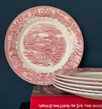 BARRATS set van 6 vintage dinerborden landschap roze, Huis en Inrichting, Keuken | Servies, Ophalen of Verzenden, Zo goed als nieuw