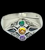 Prachtige ART NOUVEAU Zilveren Ring Bezet met smaragd & Citr, Sieraden, Tassen en Uiterlijk, Ringen, 18 tot 19, Zo goed als nieuw