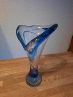 Murano glazen vaas met kobaltblauw swirl 23 cm hoog, Ophalen of Verzenden