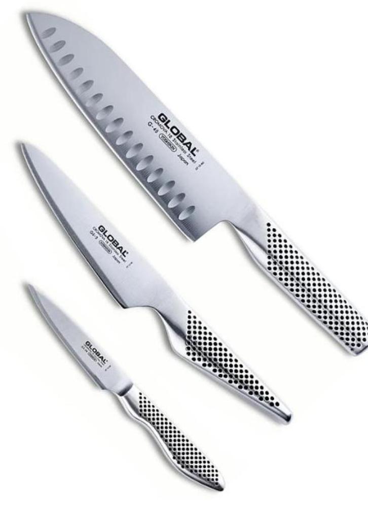 Cadeautip: nieuwe 3 delige messenset Global G-833889, Huis en Inrichting, Keuken | Keukenbenodigdheden, Nieuw, Ophalen of Verzenden