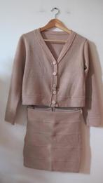 Beige cardigan & mini skirt matching set, Ophalen of Verzenden, Nieuw, Maat 36 (S), Beige