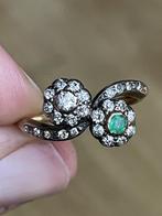 18 karaat gouden victoriaanse ring met oudslijpsel d smaragd, Sieraden, Tassen en Uiterlijk, Antieke sieraden, Ophalen of Verzenden