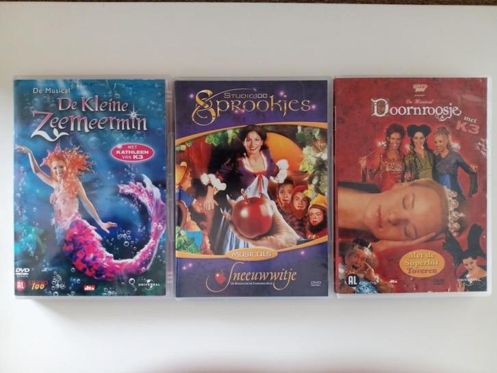 DVD'S De Kleine Zeemeermin, Sneeuwwitje en Doornroosje K3, Cd's en Dvd's, Dvd's | Kinderen en Jeugd, Gebruikt, Overige genres