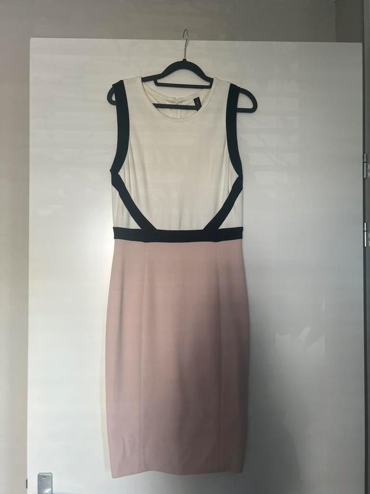 Prachtige designer jurk dress MarcCain roze cream zwart 38/M, Kleding | Dames, Jurken, Zo goed als nieuw, Maat 38/40 (M), Roze