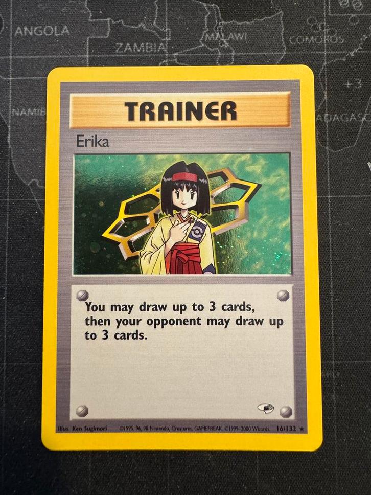 Pokemon Erika - 16/132 - Gym Heroes, Hobby en Vrije tijd, Verzamelkaartspellen | Pokémon, Nieuw, Losse kaart, Foil, Ophalen of Verzenden
