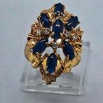 Goud Vergulde Ring met Blauwe Stenen, Ophalen of Verzenden