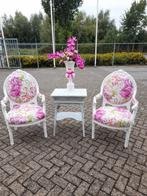 2 x mooie brocante fauteuils opnieuw gestoffeerd 225.00 p.s, Ophalen, Zo goed als nieuw, 75 tot 100 cm