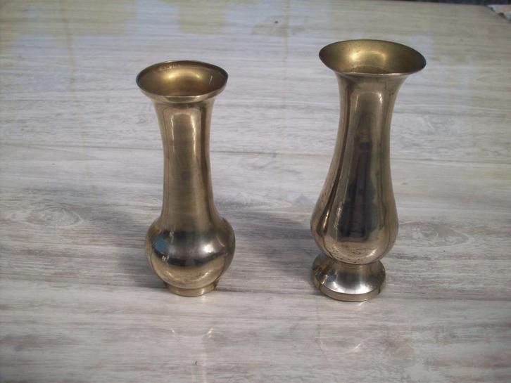 2 massieve geel koper mooie vaasjes, Antiek en Kunst, Antiek | Koper en Brons, Ophalen of Verzenden