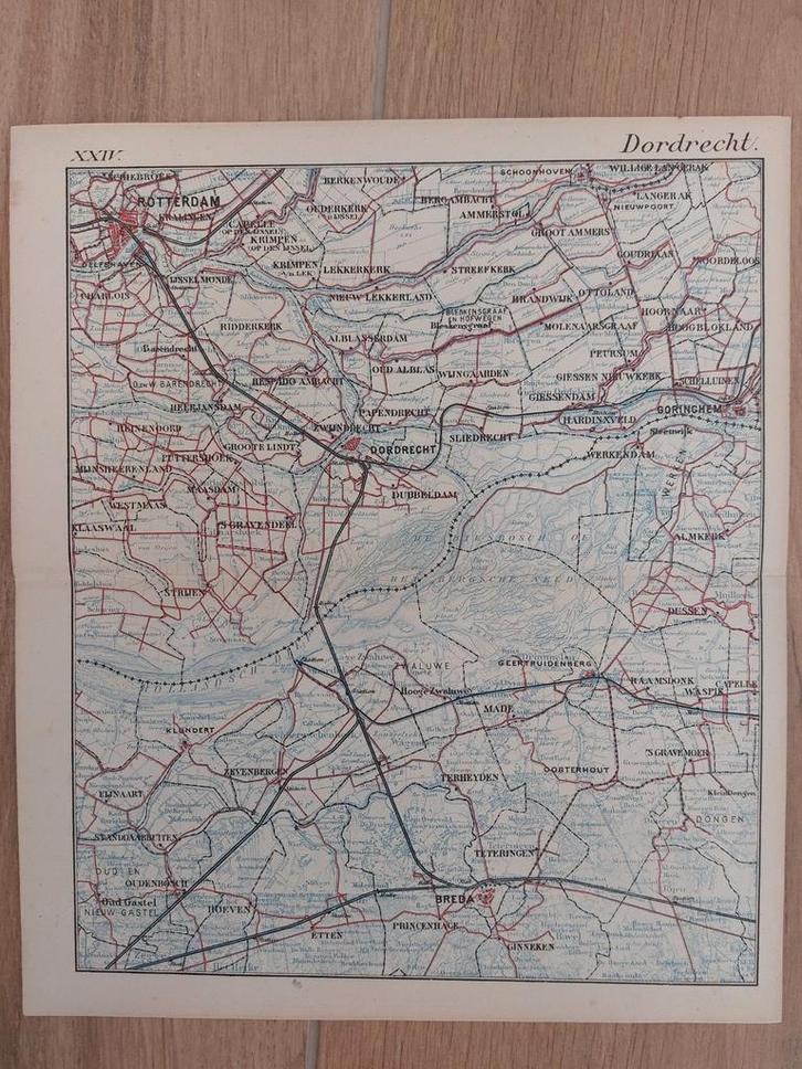24 / Dordrecht Rotterdam Breda Oosterhout en meer litho 1885, Antiek en Kunst, Kunst | Litho's en Zeefdrukken, Ophalen of Verzenden