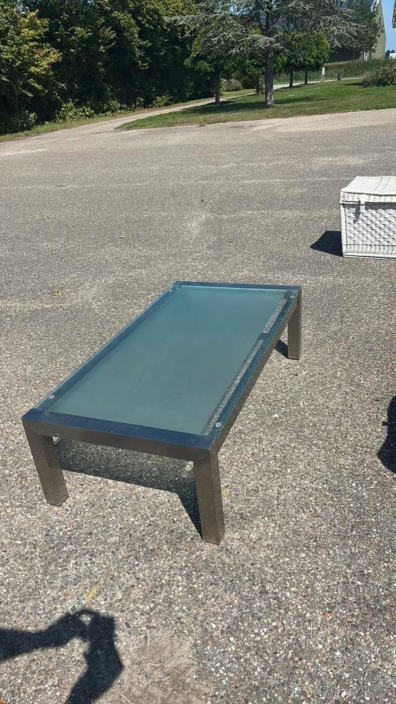 Glazen salontafel, Huis en Inrichting, Tafels | Salontafels, Zo goed als nieuw, Minder dan 50 cm, 50 tot 100 cm, 100 tot 150 cm