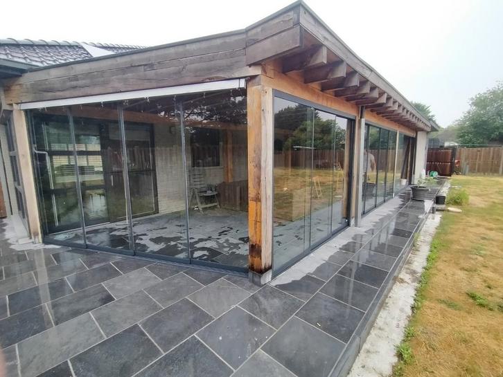 Glazen schuifwand schuifdeur glazenwand glazenschuifwanden, Doe-het-zelf en Verbouw, Glas en Ramen, Nieuw, Glasplaat, 160 cm of meer