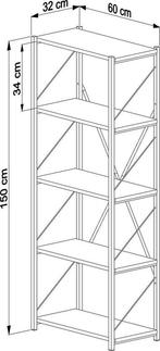 Boekenkast - Opbergrek Met 4 Planken, Ophalen, Nieuw, 50 tot 100 cm, 150 tot 200 cm