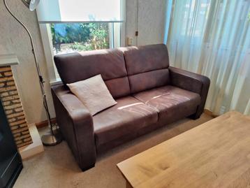 GRATIS ZGAN 2-zits bank + fauteuil microvezel leder bruin beschikbaar voor biedingen