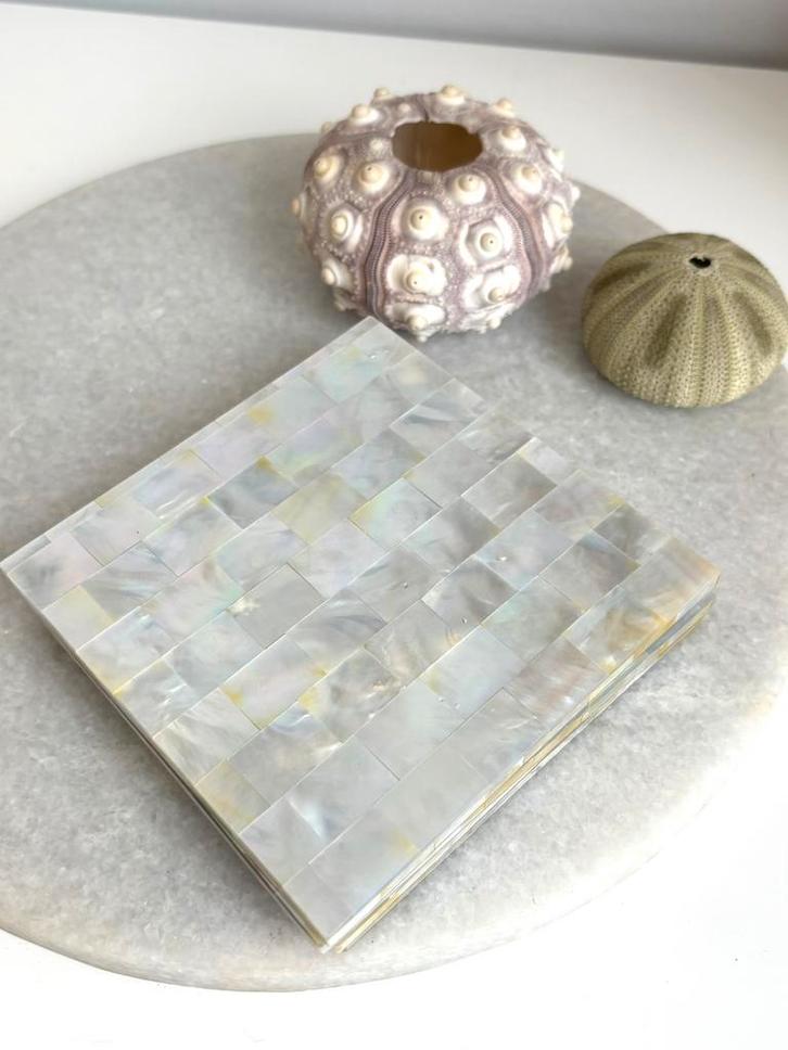 Parelmoer onderzetters set, Verzamelen, Mineralen en Fossielen, Ophalen of Verzenden