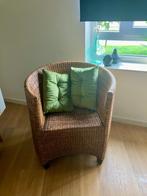 Rieten stoel fauteuil, incl. kussens tuin/balkon geschikt, Ophalen, Bruin, Eén