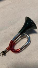 Vintage antieke kerstbal, trompetje rood groen, Ophalen of Verzenden, Zo goed als nieuw