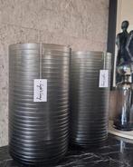 Mat grijs zwarte ribbel vazen windlicht groot Light & Living, Huis en Inrichting, Overige kleuren, Nieuw, Ophalen of Verzenden