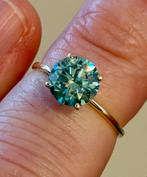 Gouden ring met groene fancy vivid green diamant van 2.19ct!, Nieuw, Ophalen of Verzenden, 17 tot 18, Met edelsteen