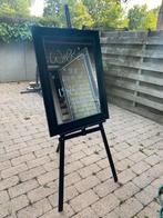 Spiegel + schildersezel zwart, Antiek en Kunst, Ophalen, Rechthoekig, Minder dan 100 cm