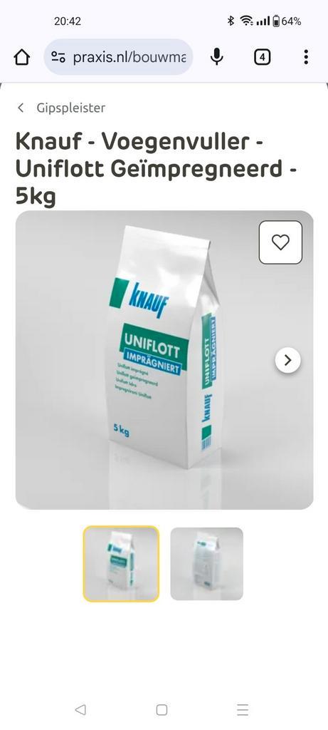 Knauf Uniflott Voegenvuller Badkamer nieuwe zak 5 kg, Doe-het-zelf en Verbouw, Verf, Beits en Lak, Nieuw, Groen, Ophalen of Verzenden