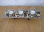 decoratieschaal met waxinelichthouders en sierstenen, Overige materialen, Schaal, Nieuw, Ophalen of Verzenden