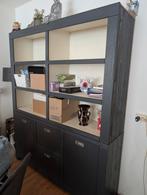 Grijze buffetkast, bestaande uit 2 delen., Huis en Inrichting, Kasten | Buffetkasten, Ophalen, Gebruikt, 200 cm of meer, 200 cm of meer