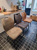 6x Eetkamerstoel Owen - Antraciet, Groen & Cognac, Ophalen, Overige kleuren, Zo goed als nieuw, Stof
