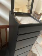 Ikea Malm ladekast bruin met spiegel, Gebruikt, 5 laden of meer, 100 tot 150 cm, Ophalen of Verzenden