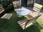Bistroset met 4 stoelen, Tuin en Terras, Ophalen, Zo goed als nieuw, 4 zitplaatsen, Tuinset