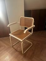 Vintage Riet Stoel met Armleuningen, Huis en Inrichting, Stoelen, Ophalen, Gebruikt, Wit, Metaal