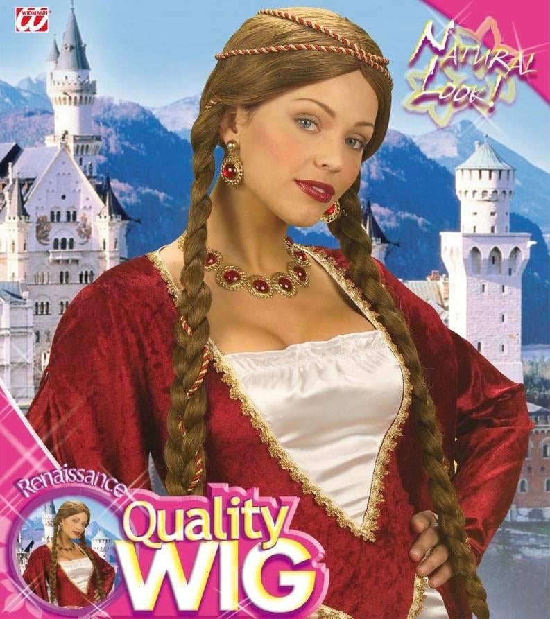 Renaissance Pruik met Vlechten, Kleding | Dames, Carnavalskleding en Feestkleding, Ophalen of Verzenden, Zo goed als nieuw, Accessoires