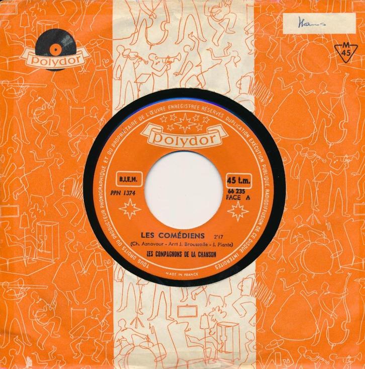 372 Compagnons de Chanson - Les comédiens (1963), Cd's en Dvd's, Vinyl Singles, Gebruikt, Single, Pop, 7 inch, Ophalen of Verzenden
