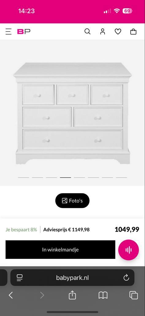 Complete babykamer met Commode, Kast en Bed, Kinderen en Baby's, Kinderkamer | Commodes en Kasten, Nieuw, Commode, 90 tot 105 cm