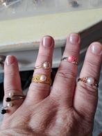S925 zilveren ringen met parels 5 stuks setje, Sieraden, Tassen en Uiterlijk, Ringen, Ophalen of Verzenden, Zo goed als nieuw