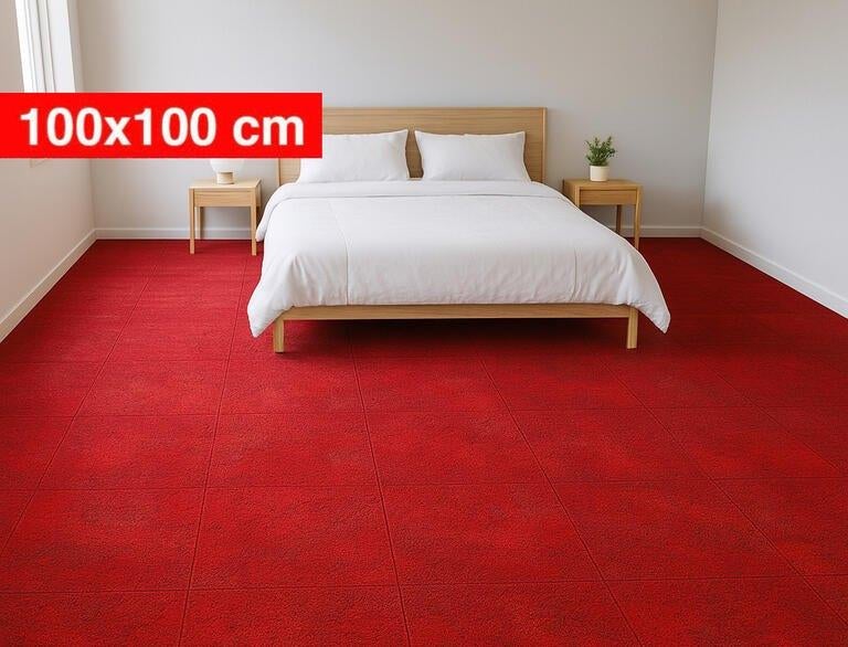 100x100 cm rode tapijttegels laatste 33m2, Huis en Inrichting, Stoffering | Vloerbedekking, Nieuw, Ophalen of Verzenden, 25 tot 50 m²