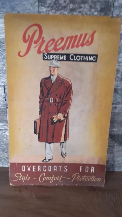 Vintage kartonaffiche, reclamebord herenmode - jaren 30-50, Verzamelen, Merken en Reclamevoorwerpen, Gebruikt, Reclamebord, Ophalen of Verzenden