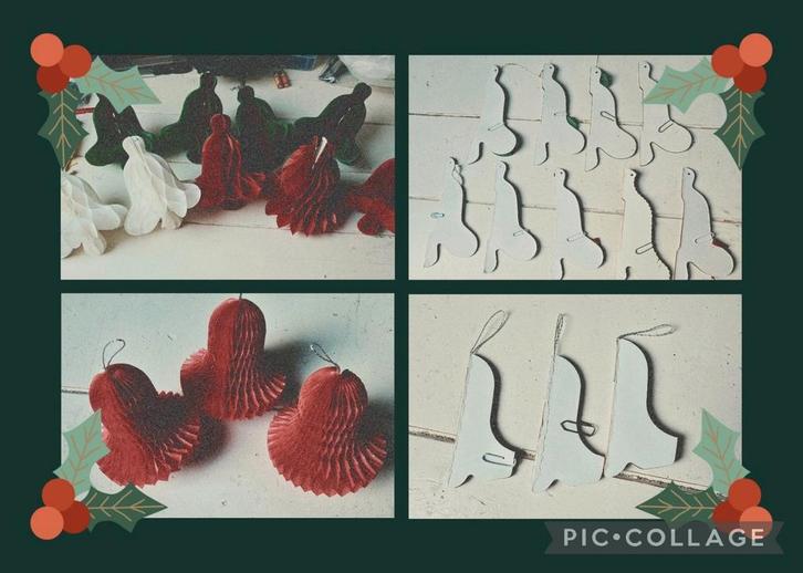 Vintage Kerstklokken / kerstklokjes in rood, wit en groen, Diversen, Kerst, Gebruikt, Ophalen of Verzenden