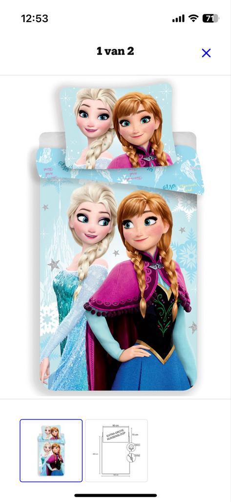 Frozen Dekbedovertrek 1-persoons, Kinderen en Baby's, Kinderkamer | Beddengoed, Zo goed als nieuw, Dekbedovertrek, Blauw, Meisje