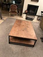 Handgemaakte Eiken Salontafel met Stalen Onderstel, Ophalen, 100 tot 150 cm, Eikenhout, Nieuw