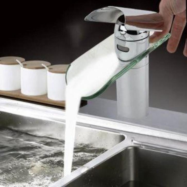 Design Glas  Waterval Wastafelkraan AANBIEDING, Huis en Inrichting, Badkamer | Complete badkamers, Nieuw, Met bad, Ophalen of Verzenden