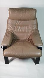 Retro jaren 60 fauteuil Skoghaus Industries, bruin leer. S33, Huis en Inrichting, Fauteuils, Tweedehands verkoop, Tweedehands verkoop