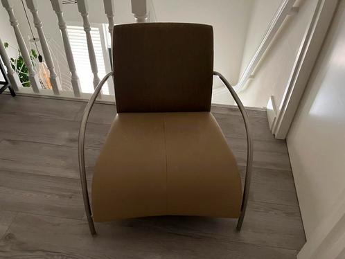 Montis Lomas Gijs Papavoine Fauteuil Leer/stof bruin/beige, Huis en Inrichting, Fauteuils, Gebruikt, Leer, Stof, Overige materialen