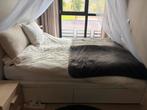 IKEA Malm Bed 160x200 - inclusief lattenbodem en 4 lades, Ophalen, Gebruikt, Wit, Tweepersoons