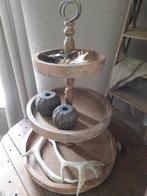 Grote houten etagere ronde etagere stoer sober hout, Huis en Inrichting, Woonaccessoires | Etagères, Ophalen, Gebruikt